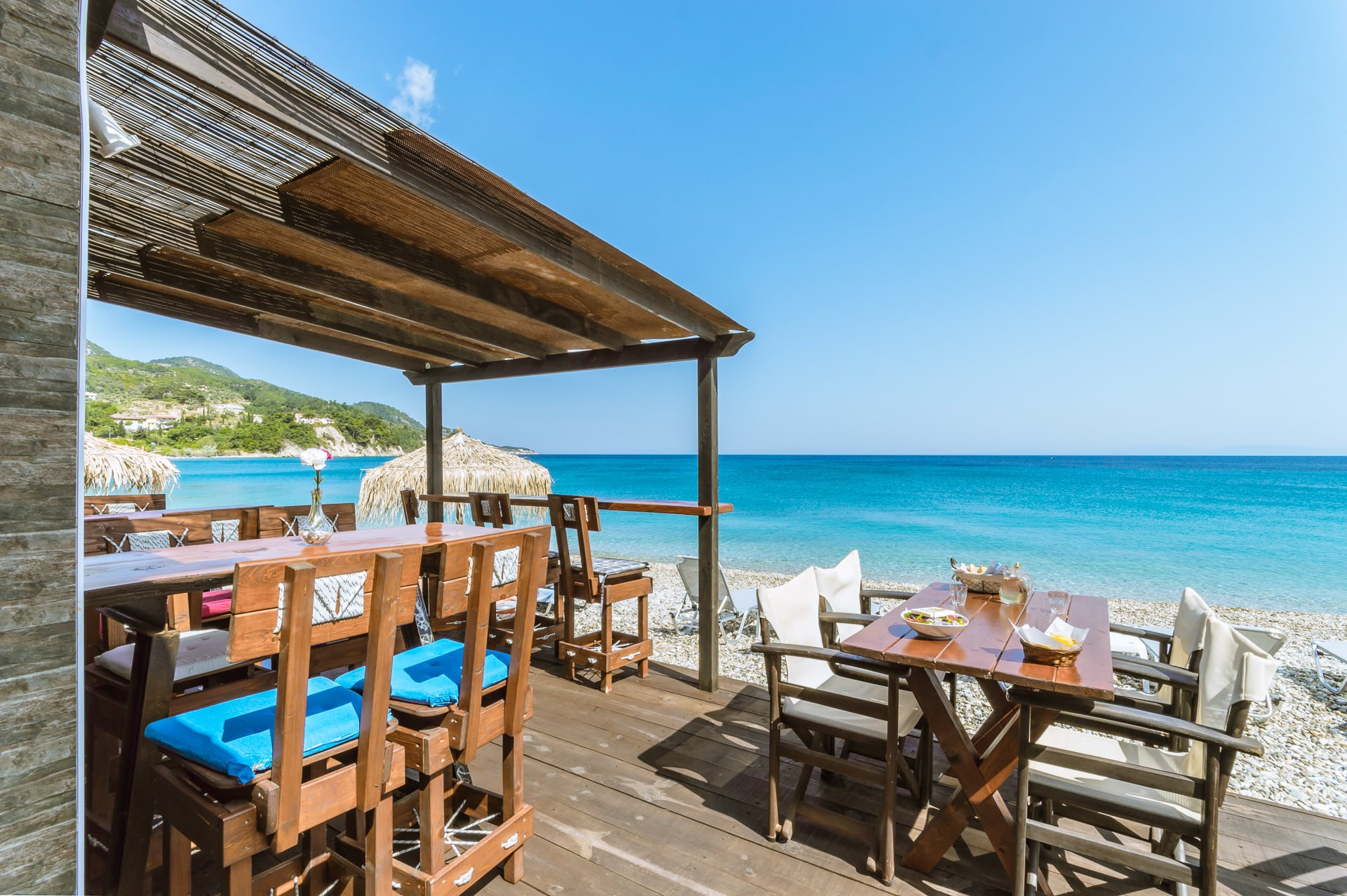 Griechenland Samos Kokkari Beach Terrasse Restaurant